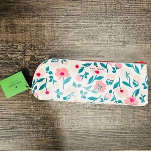 Kate Spade Floral Pencil/Cosmetic Case - Pink and Green NWT